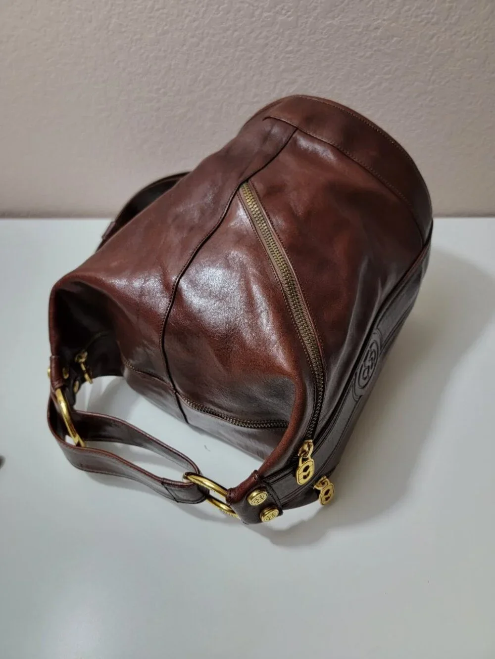 Marino Orlandi Brown Leather Bucket Bag Convertible Sling Backpack Italy